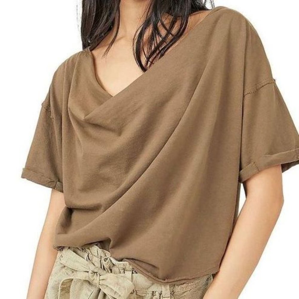 Free People We The Free Just Chill Cowl Neck Tee - Size Medium